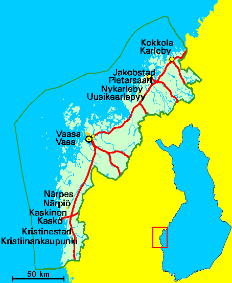 karta �ver �sterbotten och Finland