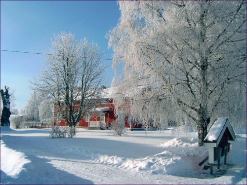 Min stuga en vacker vinterdag